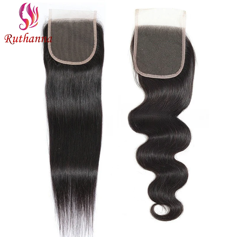 4X4 Lace Closure Straight & Body Wave Hair Human Hair Natural Color Remy Swiss Lace Closure Soft and Silky For Women