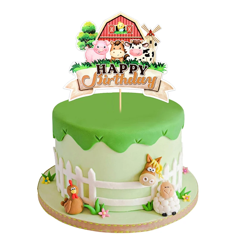 Decorazione Torta Fattoria Decorazione Per Torta Per Festa Di Compleanno A Tema Fattoria Animali Topper Torta Mucca