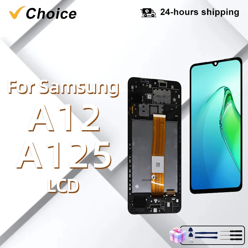 6,5-calowy wyświetlacz LCD Samsung A12 A125 z ramką Ekran dotykowy Digitizer Zamiennik do wyświetlacza Samsung SM-A125F A125F/DS