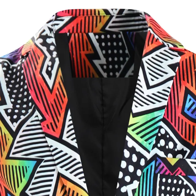 Men's Printed Blazer Coat Slim Fit Long Sleeve Casual Business Jacket - Image 5