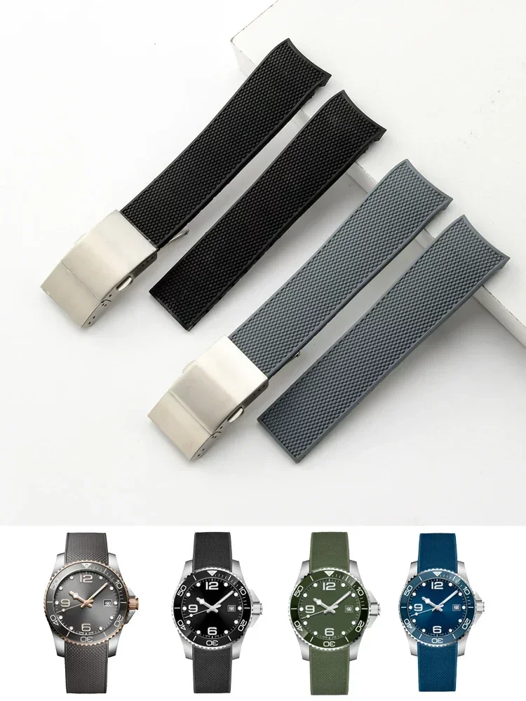 Cinturino Per Orologio In Gomma Antipolvere Per Longines Hydro Conquest Diving L3 742 Accessori Accessori Per Bracciale A Secchiello Pieghevole Da 21M