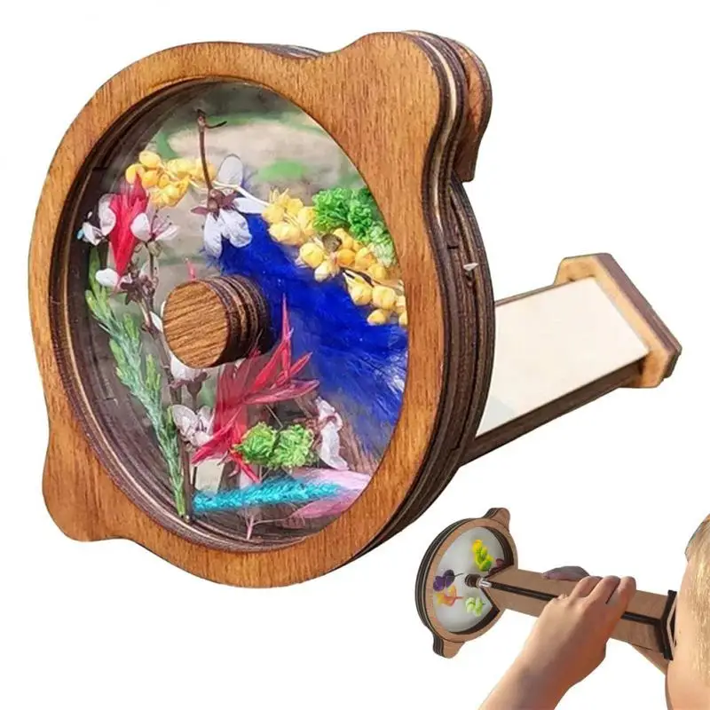 Round Kaleidoscope Easy To Use Boxwood Educational Toy Kaleidoscope Creative Countryside Style Birthday Gift Children Gift