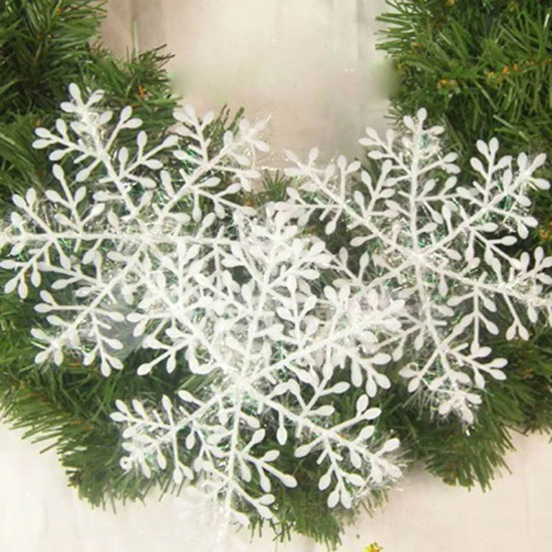 White Snowflake Christmas Ornaments 30PCS Set Hanging Tree Decor Pendant for Winter Holiday Party Navidad Home Decoration