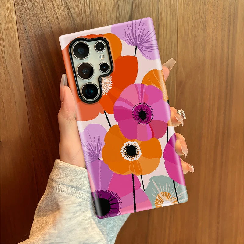 Luxury Flower Matte TPU Acrylic Phone Case