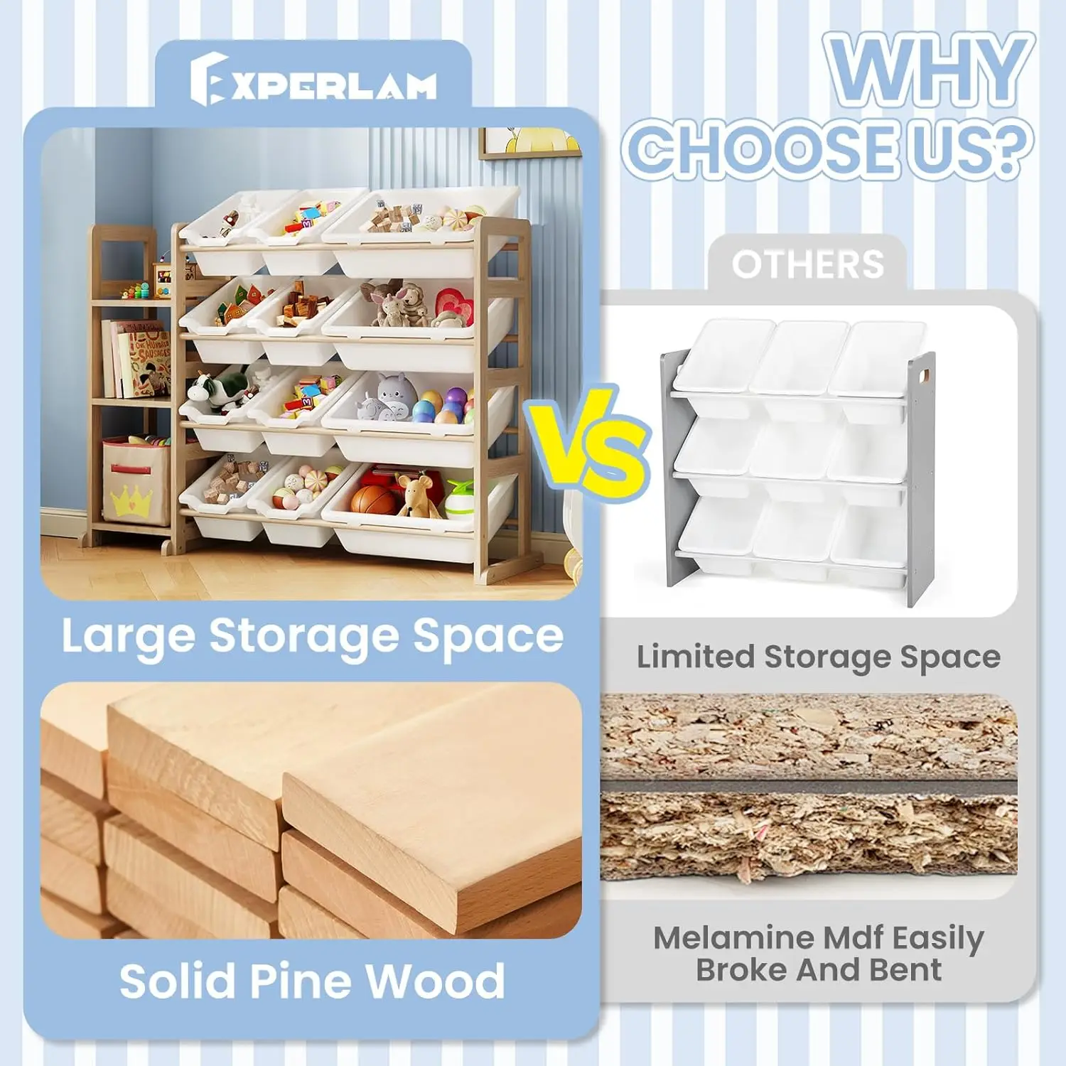 Toy Storage Organizer Toy Organizers and Storage with Bookshelf Shelf with 3 Shelves and 12 Bins