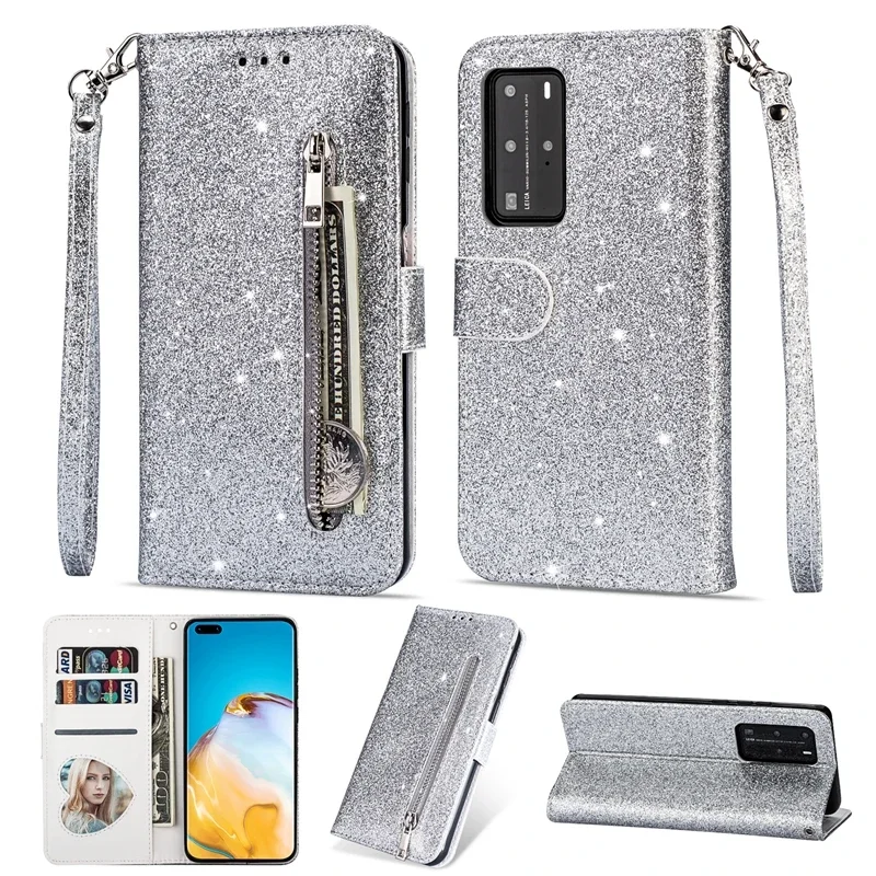 Stylish Glitter Leather Wallet Flip Case Cover