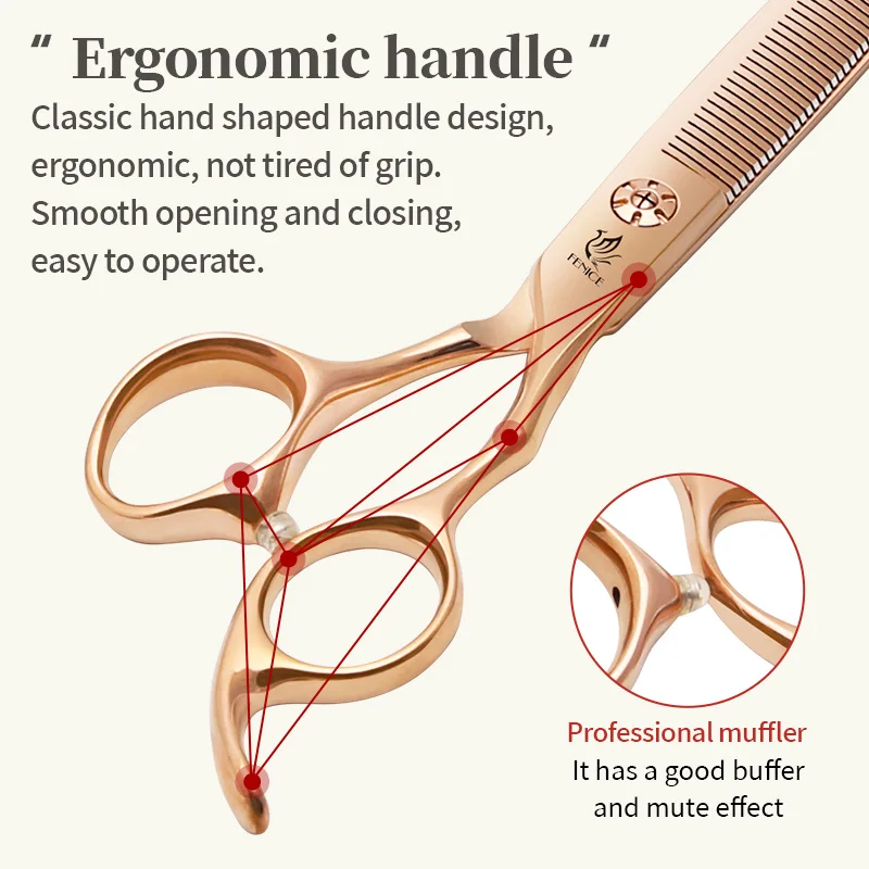 Fenice Rose Gold Pet Grooming Scissors 6