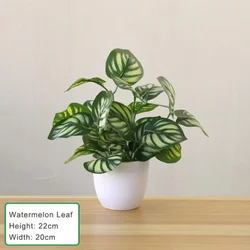 Elegant Faux Bonsai with Decorative Pot for Home and Office Display (Watermelon leaf)