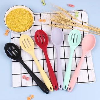 Cucchiaio in Silicone tinta unita cucchiai di riso antiaderenti resistenti al calore utensile da cucina cucchiaio scanalato utensili da cucina stoviglie 1