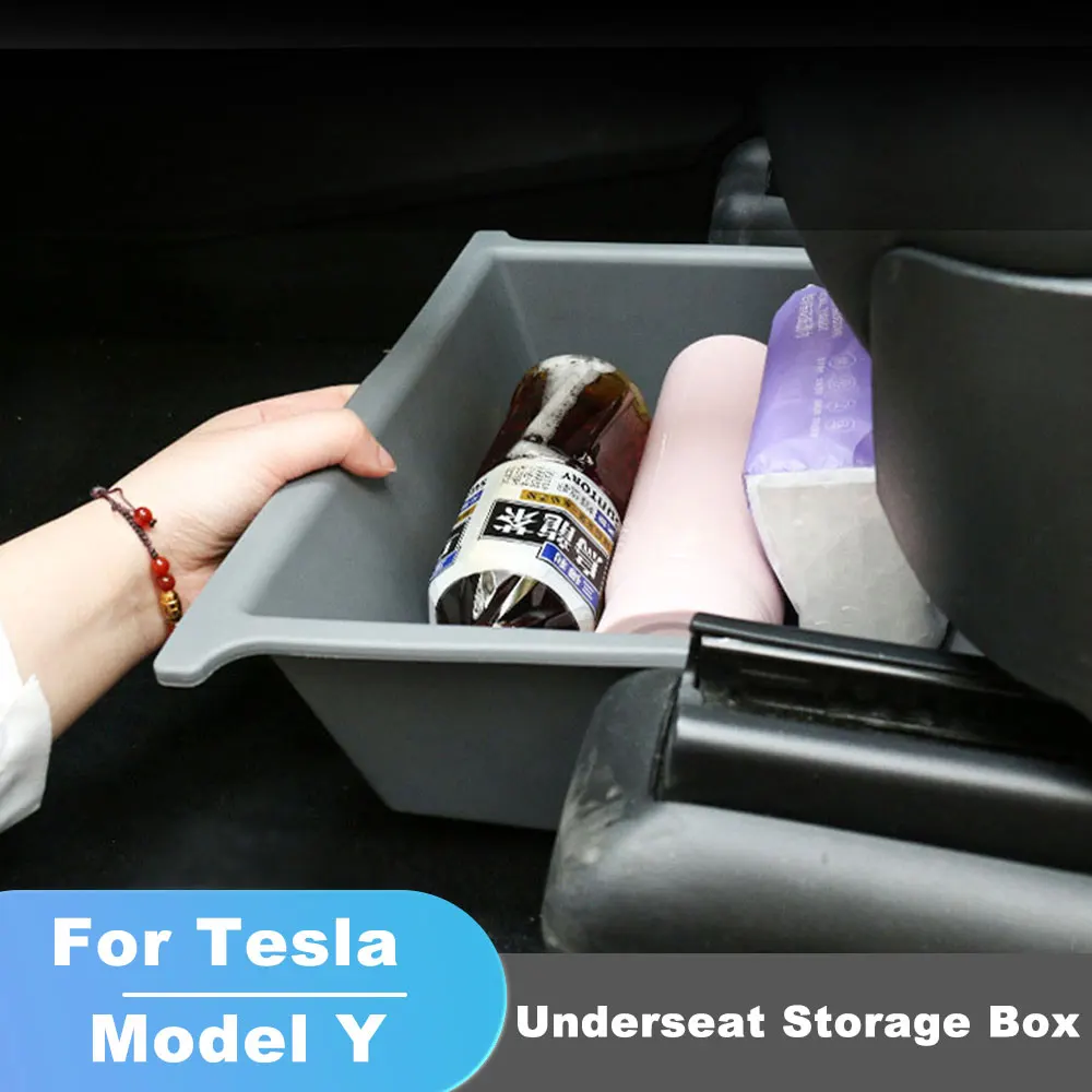 

TPE Storage Lower Box Car Accessories For Tesla Model Y 2020-2023 Under Seat Storage Box Organizer Drawer Holder