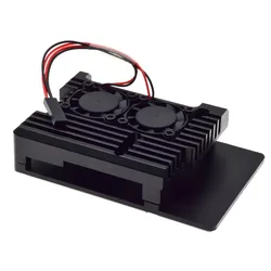 Armor Aluminum Case with Dual Cooling Fan and Auto - Cooling Metal Enclosure in Black (Dual Fan Pi3 Case)