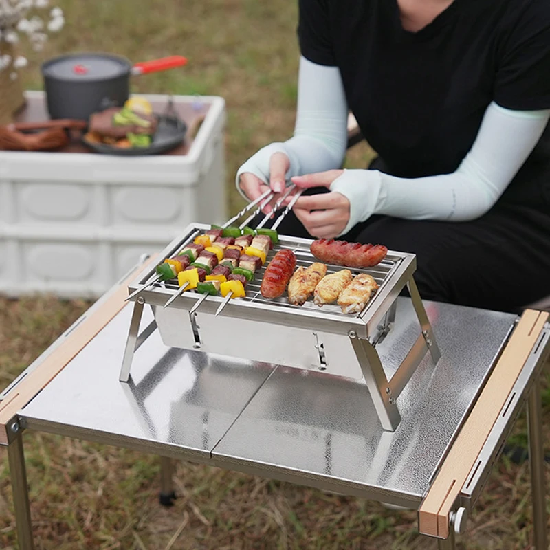 1 Estufa De Barbacoa Para El Hogar, Estufa De Asador Para Acampar Al Aire  Libre, Portátil, Plegable, De Acero Inoxidable, Asado De Carbono, Parrilla R