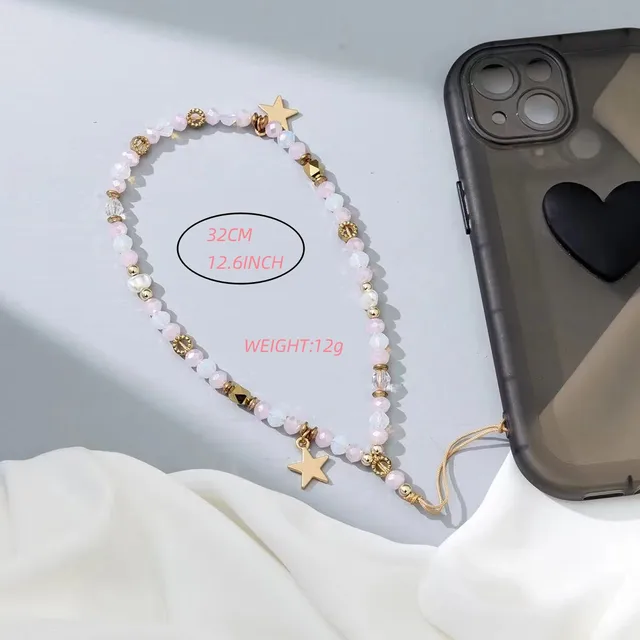 Chaîne Téléphone Perles Cristal - Lanière Anti-perte étoile - Accessoire Femme - Multifonction