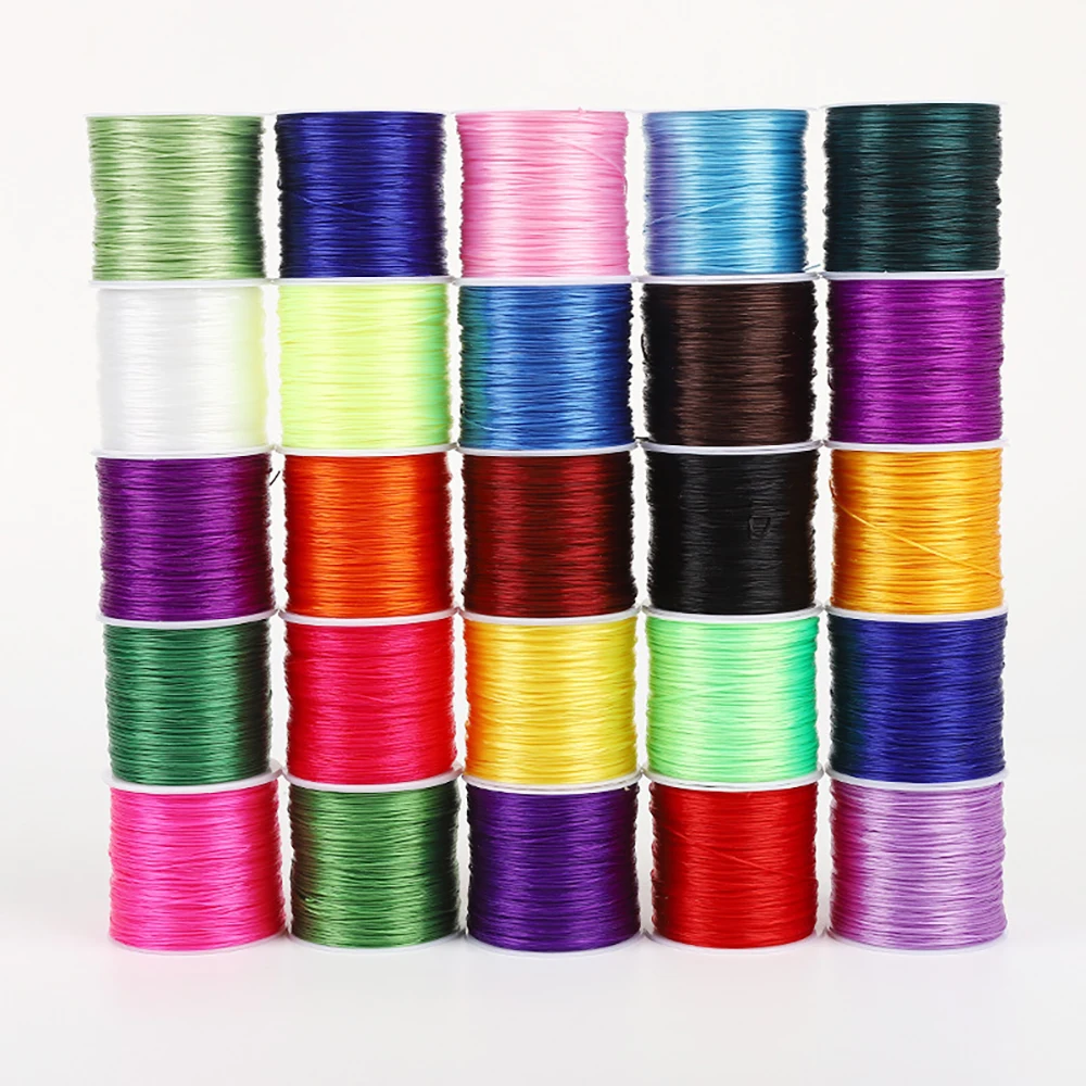 RG49 50m/Roll 0.8mm Colorful Strong Elastic Crystal Beading Cord for Jewelry Making DIY Bracelets Stretch Thread String Necklace nylon cord macrame cord silk cord satin cord faux suede cord waxed cord leather cord