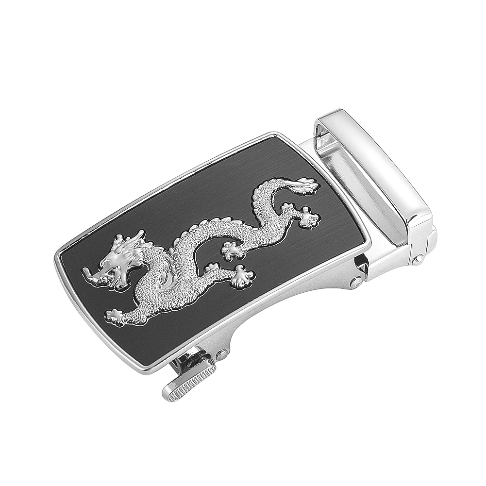 Mythical Animals Chinese Dragon Geometry Rectangle Automatic Metal Belt Buckle Punk Hip Hop Sash Clasp Men\'s Jeans Accessories