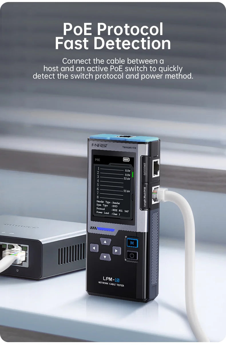 Kolsol Netwerkkabeltester AT226-C met lcd-display, kabeltester Rj45, RJ11, BNC, PING/POE