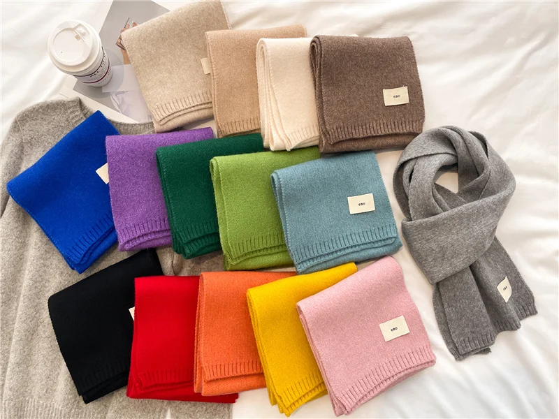 

Fashion Skniiy Knitted Women Scarf Simple Solid Winter Warm Korea Style Neckerchief Foulard Soft Woolen Yarn Travel Bufanda 2022