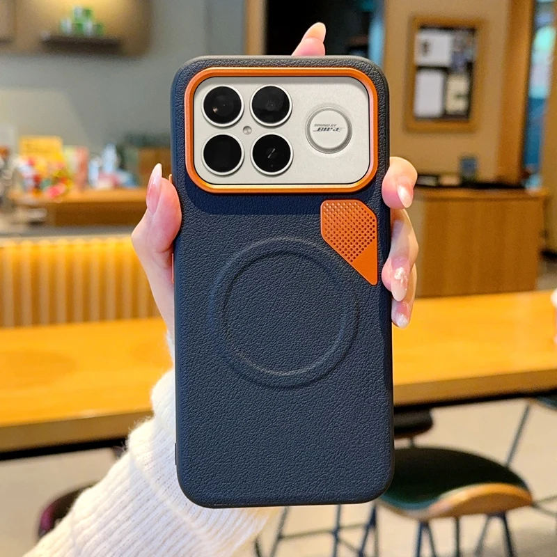 Premium Magnetic Lychee Leather Protective Case with Ventilated Lens Cover