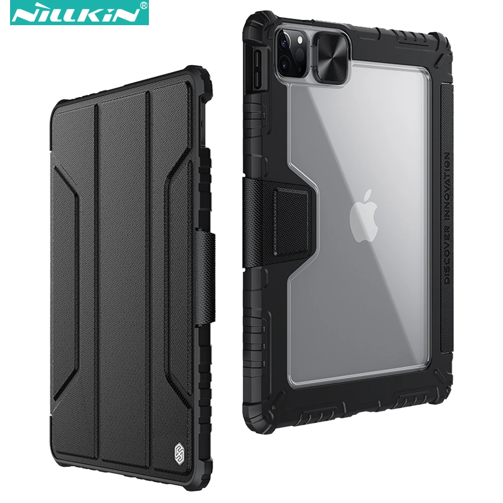 Nillkin Amortecedor Pro Case de Couro para Ipad Pro 12.9 11 10.2 ar 5mini Slide Câmera Proteção Escudo Inteligente Flip Capa