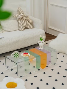 Acrylic Coffee Table Living Room Center Table Side Table Rainbow Corner Table Home Furniture Service Tables Headboards Room Desk