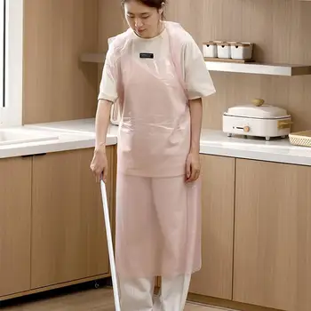 성인용 엑스트라 롱 앞치마, 플라스틱 방수 앞치마, 대용량 요리 일회용, 내유성, 설거지 앞치마, 10 개