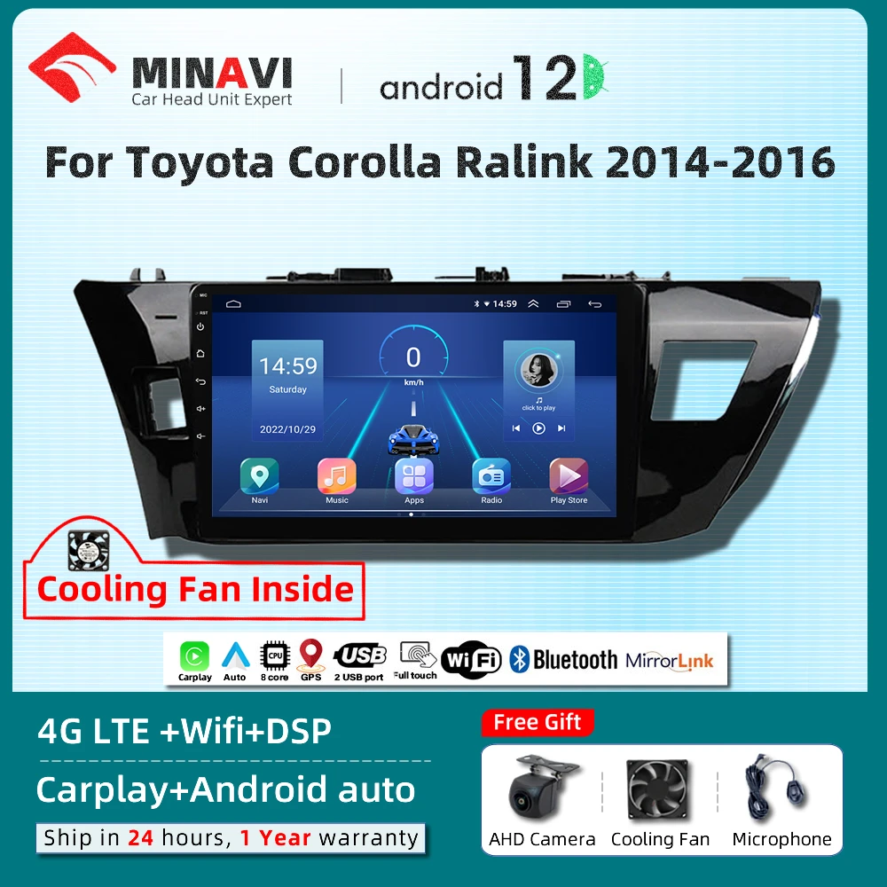 

10" Android Player For Toyota Corolla Ralink 2014/2015/2016 Carplay Car Head Unit Radio Stereo Multimedia GPS DVD 4G LTE 360View
