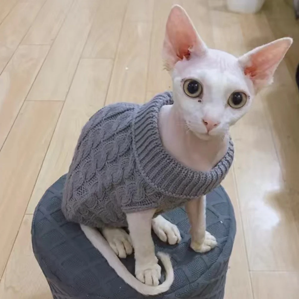 Warm Knitted Sphynx Cat Sweater Winter Pet Clothes