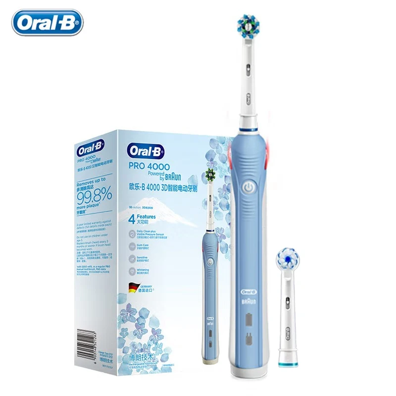 thumbnail image 1 of Cepillos de dientes eléctricos Oral B Pro2000, rotación sónica 3D, blanqueamiento dental, 2 modos, sensor de presión visible, recargable, resistente al agua, 1 of 5