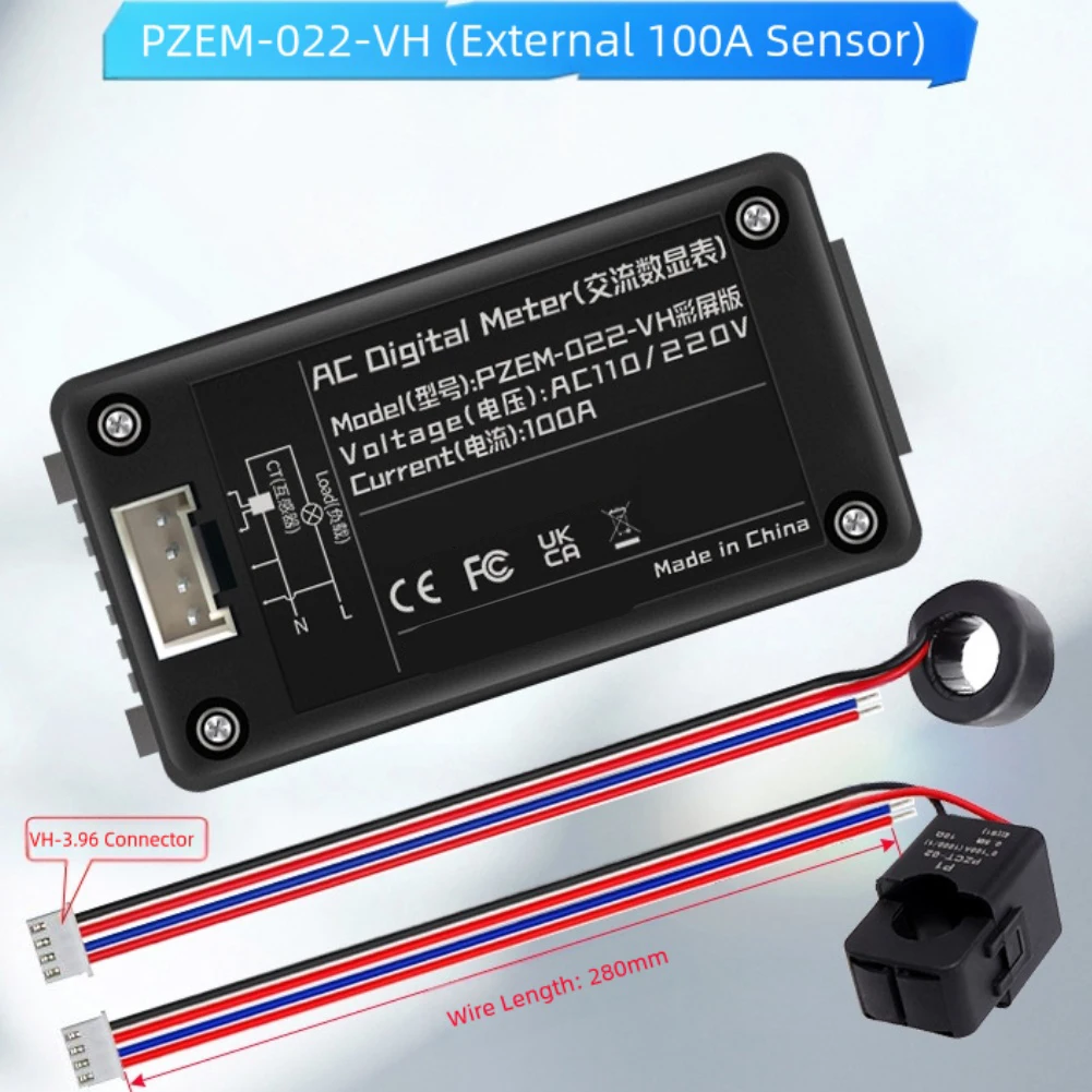 Y5GD 다기능 AC110V/220V 전류 전력계 컬러 LCD 디지털 디스플레이 전력 모니터 100A 고정밀 모니터