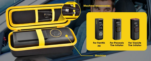 Fanttik X8 Tire Inflator Custom EVA Carrying Case - Water-Resistant Storage For Pump, Hose, Charger