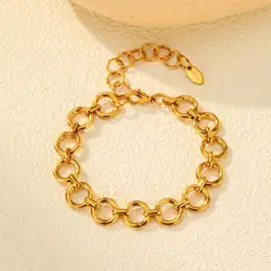 Elegant Gold - Plated Stainless Steel Bracelet for Women - Stylish Fashion Jewelry Gift (BR - 2394G)