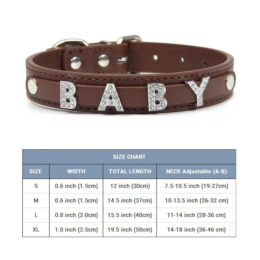 (Free Bling Rhinestone Letter)Custom Pet Cat Dog Collar Leather Puppy Collars For Small Medium Dogs Target Personalized Id Name best Dog Collars Dog Collars