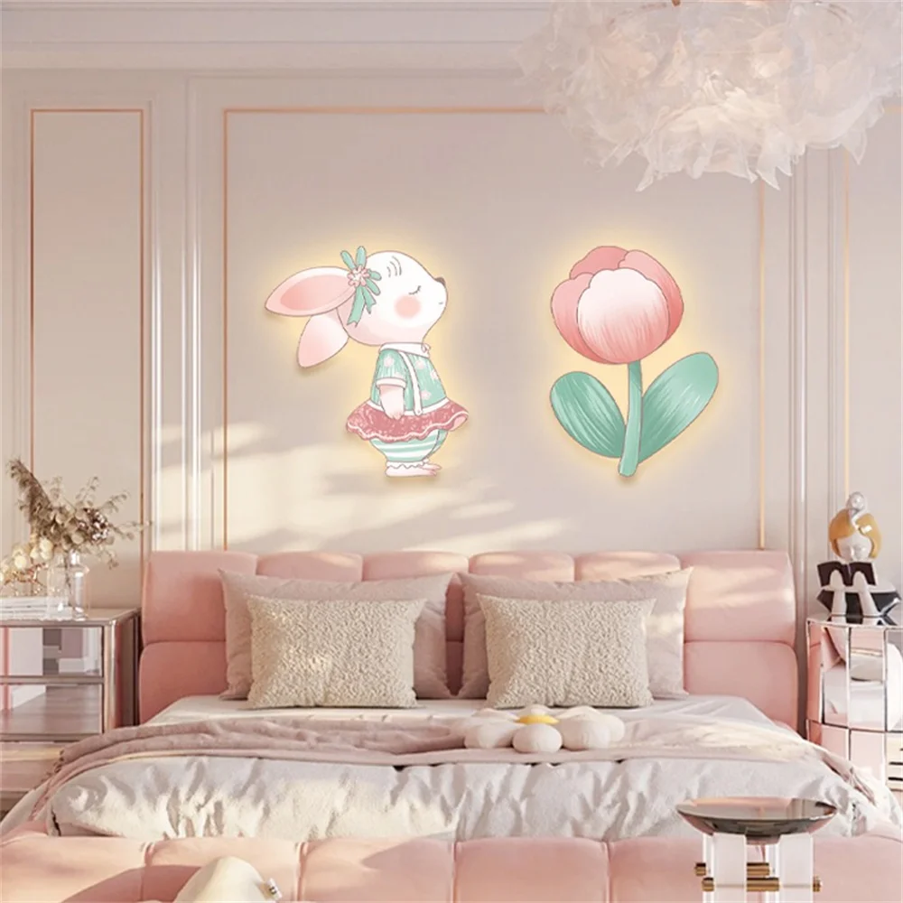 Cartoon Rabbit Flower Mural Night Light 3