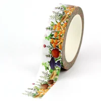 NEW 1PC. 10M Decor Cute Forest Wild Colorful Mushrooms and Leaves Paper Washi Tape Journal Adhesive Masking Tape Stationery 1