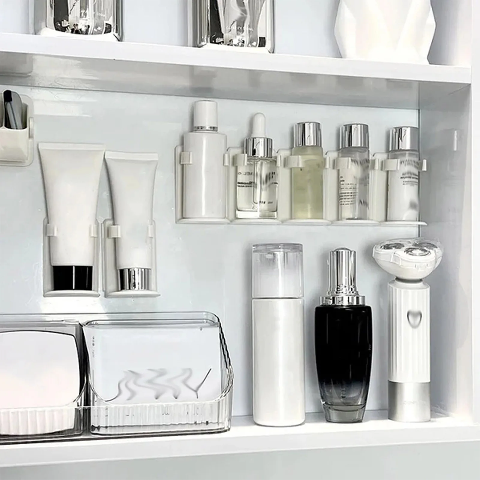 2 Scatole Organizzatrici Adesive Da Parete - Per Cucina, Armadio, Frigo | Porta Oggetti Senza Fori