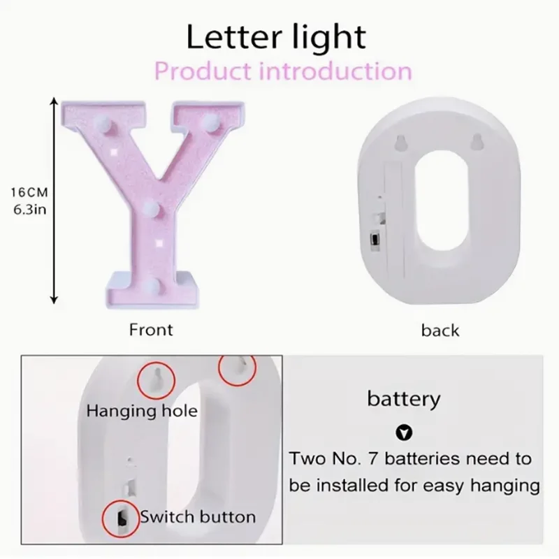 LED Letter Light LED Number Lamp 6.3-inch Decorative Alphabet Number Light Battery Powered Christmas Wedding
