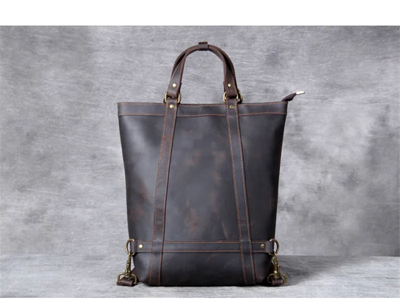 Pndme Vintage verrückte Pferd Rindsleder Männer Frauen Rucksack Reisen natürliche Echt leder multifunktion ale Bagpack Arbeit Laptop Bücher tasche – Detail 8
