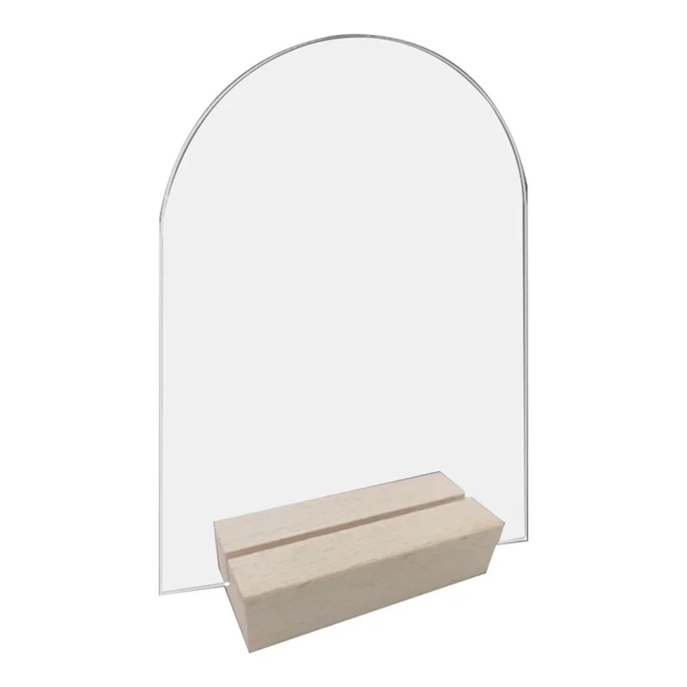 Elegant Clear Acrylic Wedding Table Number Sign with Wooden Stand
