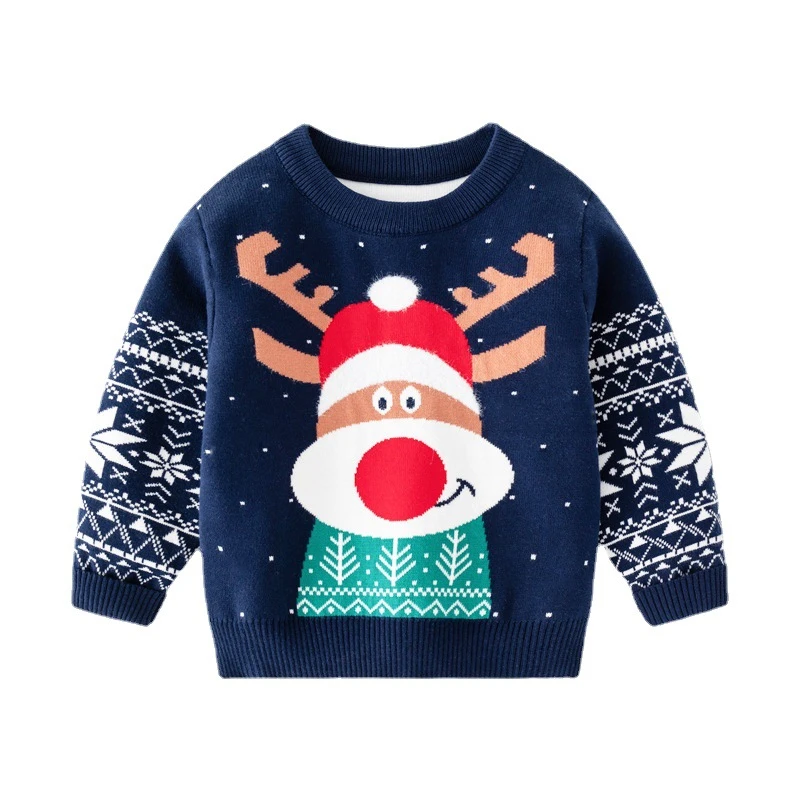 Christmas Reindeer Sweater For Girl Cartoon Sweater For Boys Girls