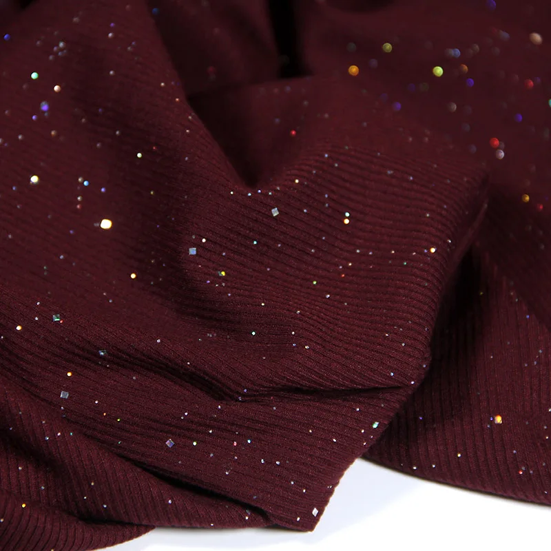 Spring 2 * 2 Pit Strip Knitted Elastic Cotton Clothing Fabric Bottoming Shirt Dress Cloth Fashion Fabrics Black Burgundy Coffee