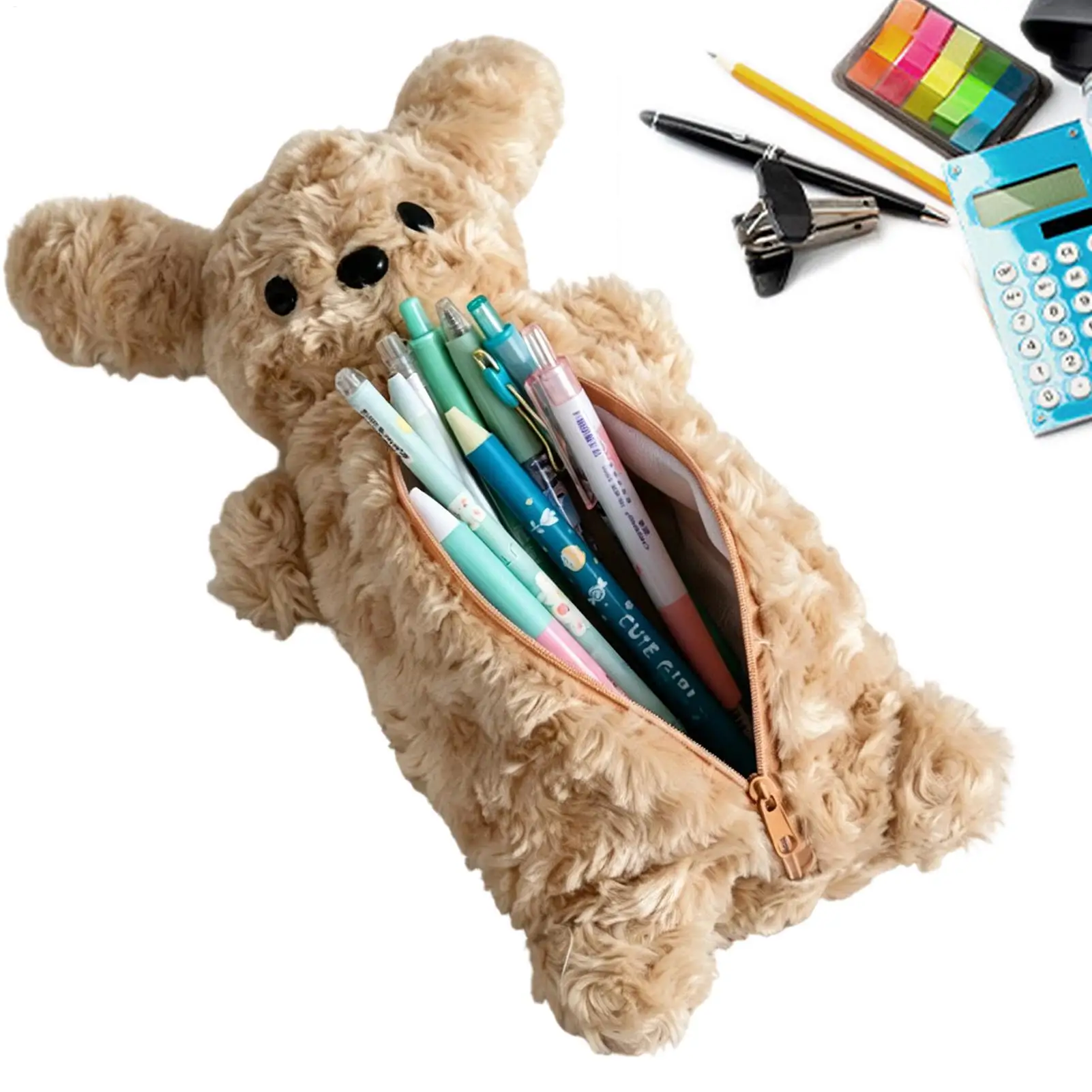Astuccio per Matite a Forma di Cucciolo, Portamatite Carino in Peluche Morbido, Grande Capacità, per Studenti e Cancelleria Scolastica - immagine 4