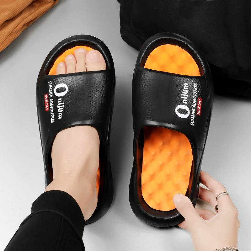 Summer Men's Massage Slippers Slides Indoor Outdoor Sandals Beach Casual Shoes Comfortable Sole Men's Slippers Big Size 46 47 — view 4