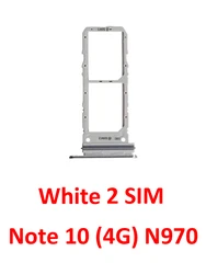 Black SIM Card Tray Slot Holder for Samsung Galaxy Note 10 Series (White Dual SIM)