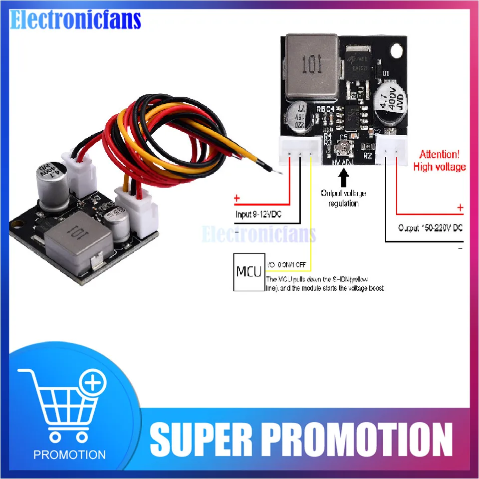 Modulo Alimentatore DC-DC Step-up 5V A 150-220V, MAX1771, Per PCB, Indoor/outdoor
