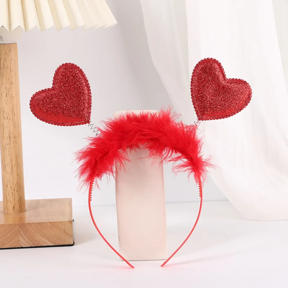 Confetti Hair Hoop Red Love Headband Red Peach Heart Glasses Love Heart Shaped Headband Headband Red Valentines Day Headdress