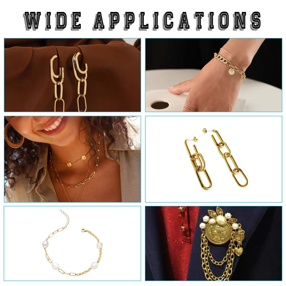 5m Brass Paperclip Chains Gold Plated Flat Oval Link Cable Chain for DIY Necklace Bracelet Jewelry Making Findings Accessories