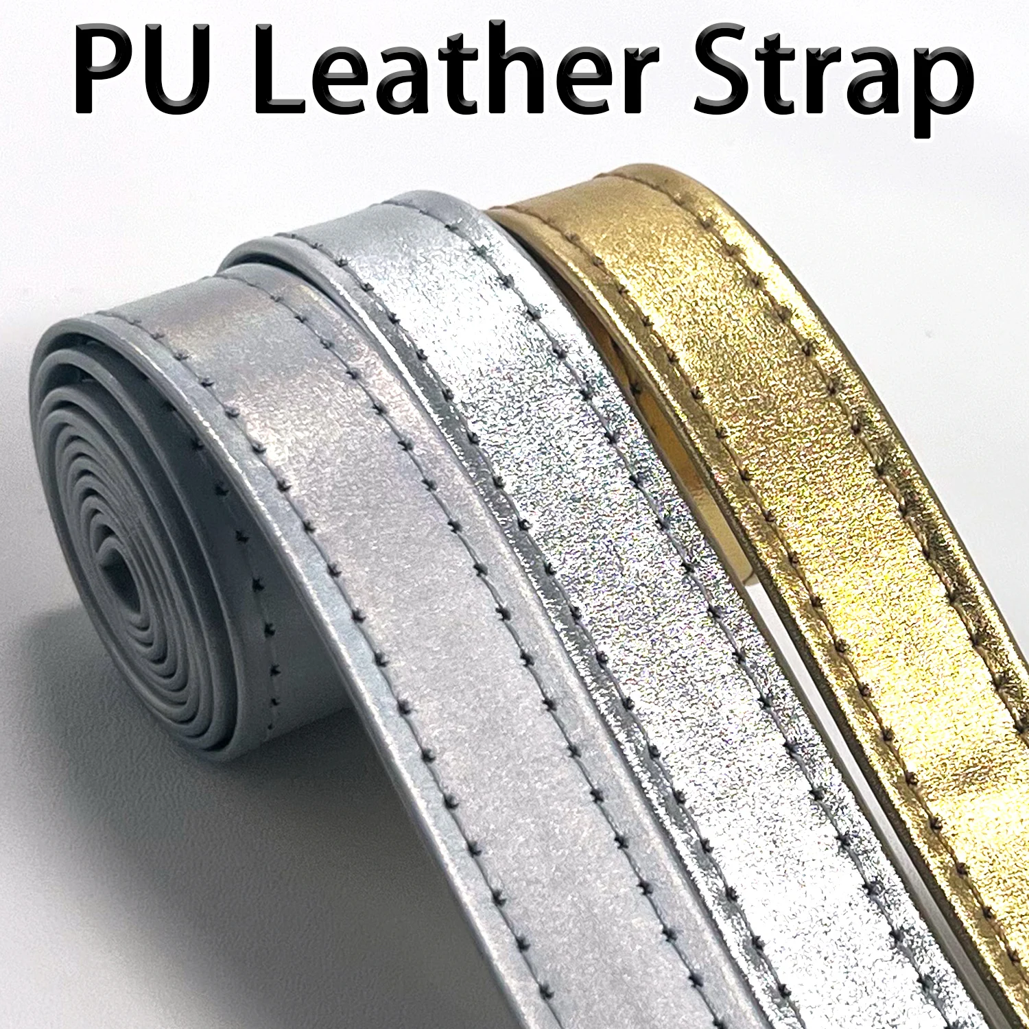 3PCS 1.8x100cm 부드러운 PU 가죽 스트랩 DIY 활 장식품 바느질 및 공예용 금속 스티칭이 있는 광택 있는 좁은 벨트