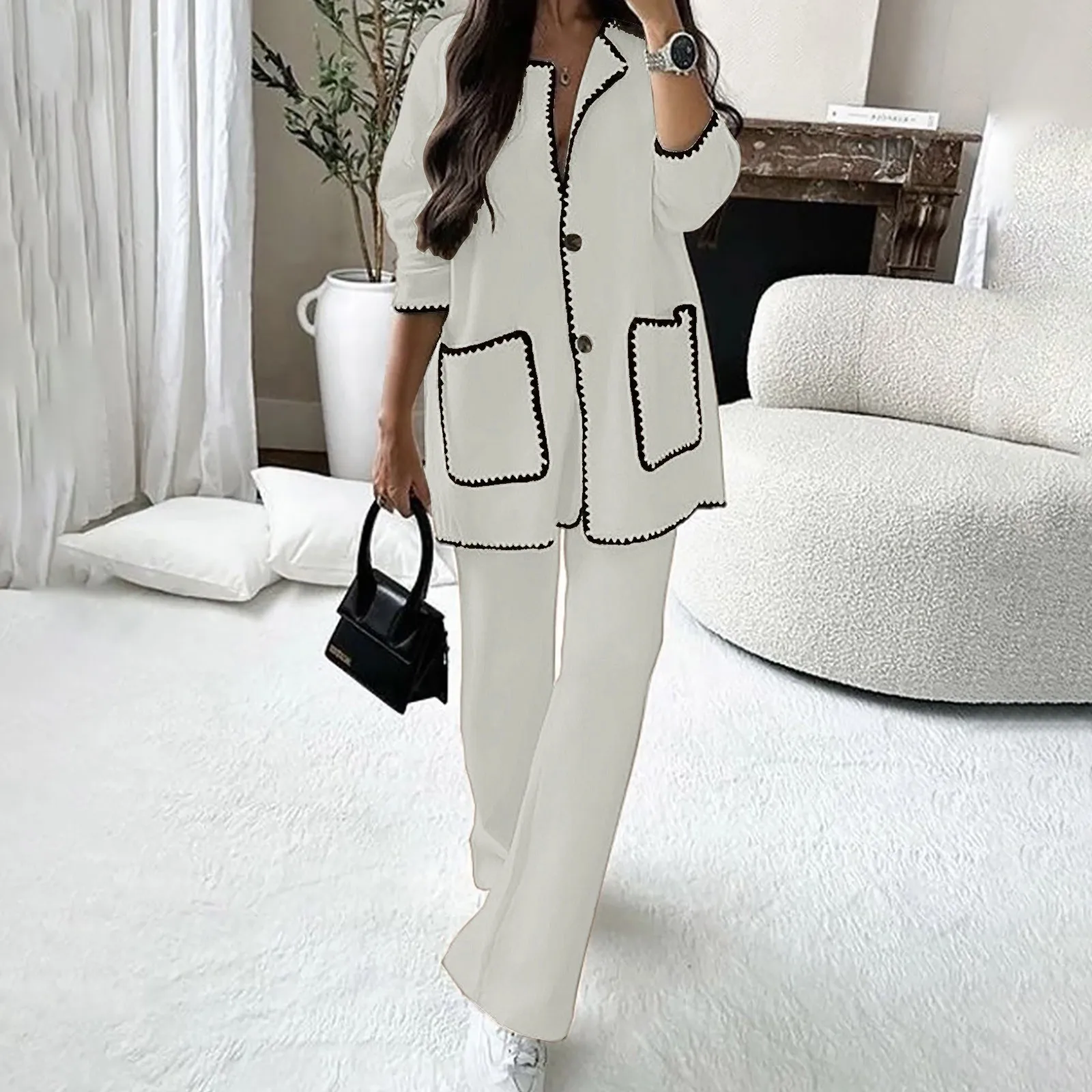 Trend4us Luxe Contrast Trim Knit Three-Piece Set