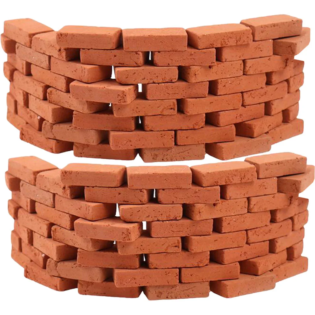 

150 Pcs Mini Small Red Brick Miniature Bricks Supplies Blocks Artificial Clay Decor DIY
