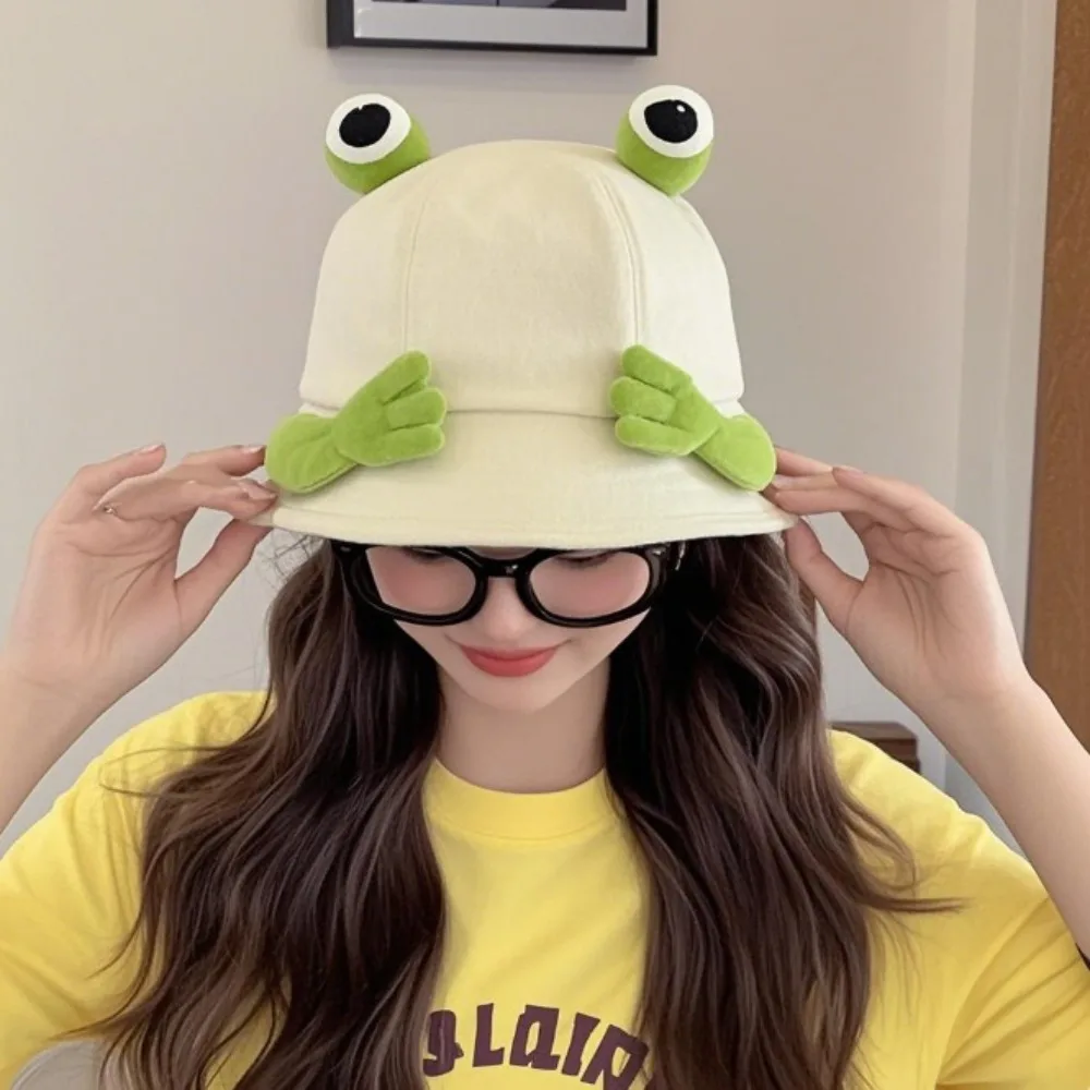 Cotton Big Eyes Frog Bucket Hats for Women and Kids